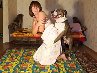 Divorced woman have sex with active dog in first time